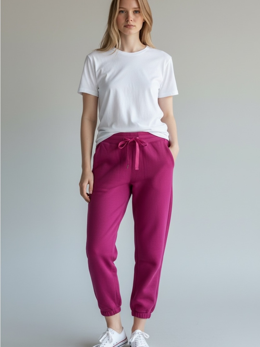 Dear Scarlett Magenta Pink Scuba Drawstring Jogger Pants